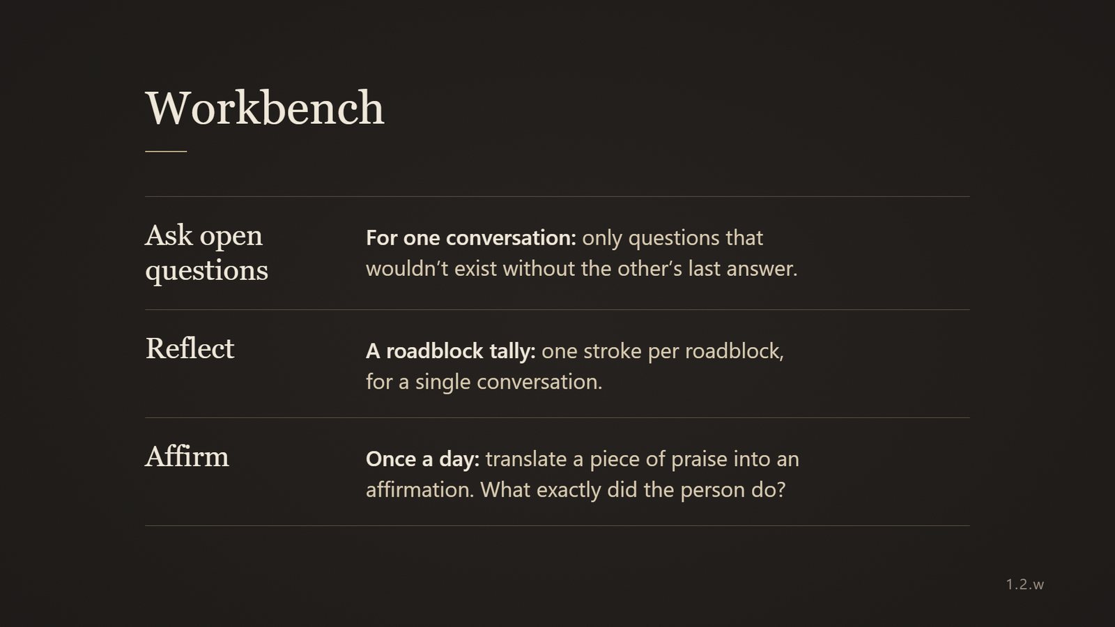 The workbench: three small exercises